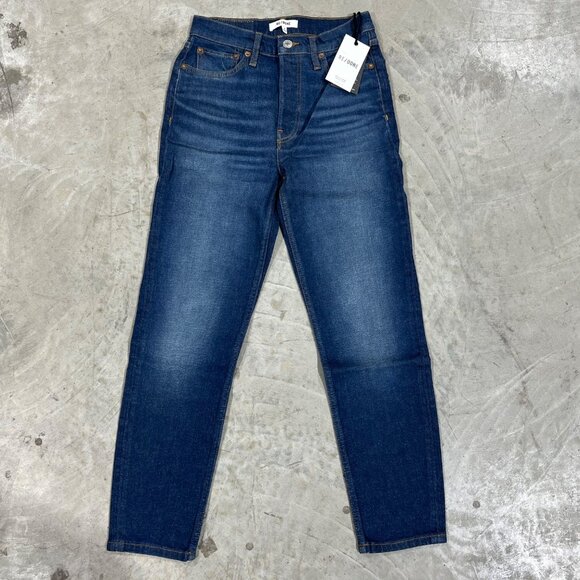 $285 NWT RE/DONE 90s HIGH RISE ANKLE CROP DEEP SAPHIRE JEANS SZ 26 - Picture 5 of 5
